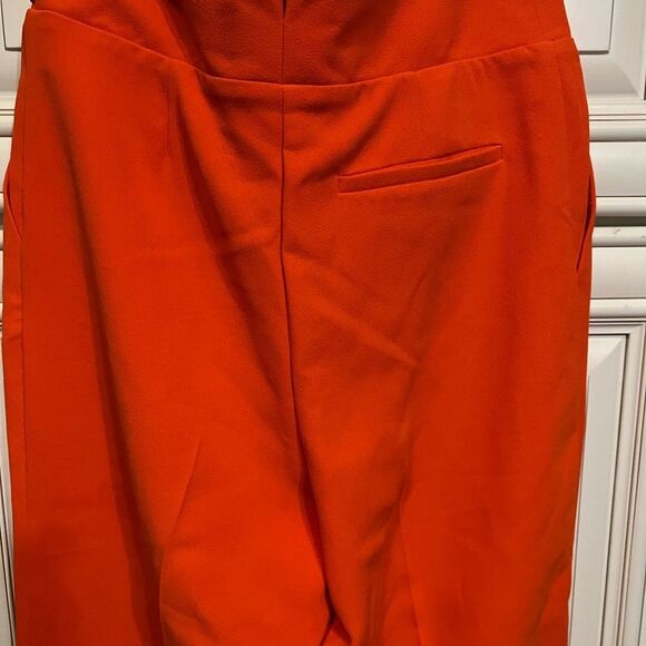 Topshop Ankle Cropped Pants Pleated Pockets Tapered Orange Size 2 - Picture 10 of 13